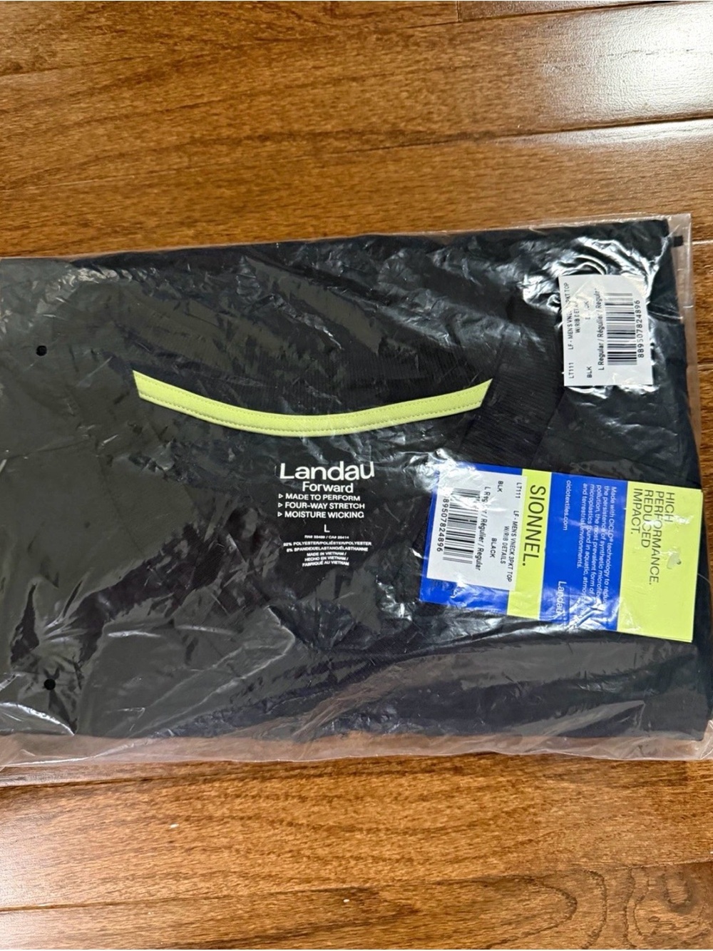 Landau Forward Men’s 2-Pocket V-Neck Rib Knit Scrub Top L Black